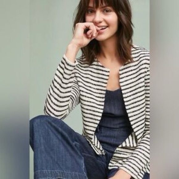 Anthropologie Dolan Left Coast striped moto sweater jacket Size Medium EUC - Picture 2 of 7